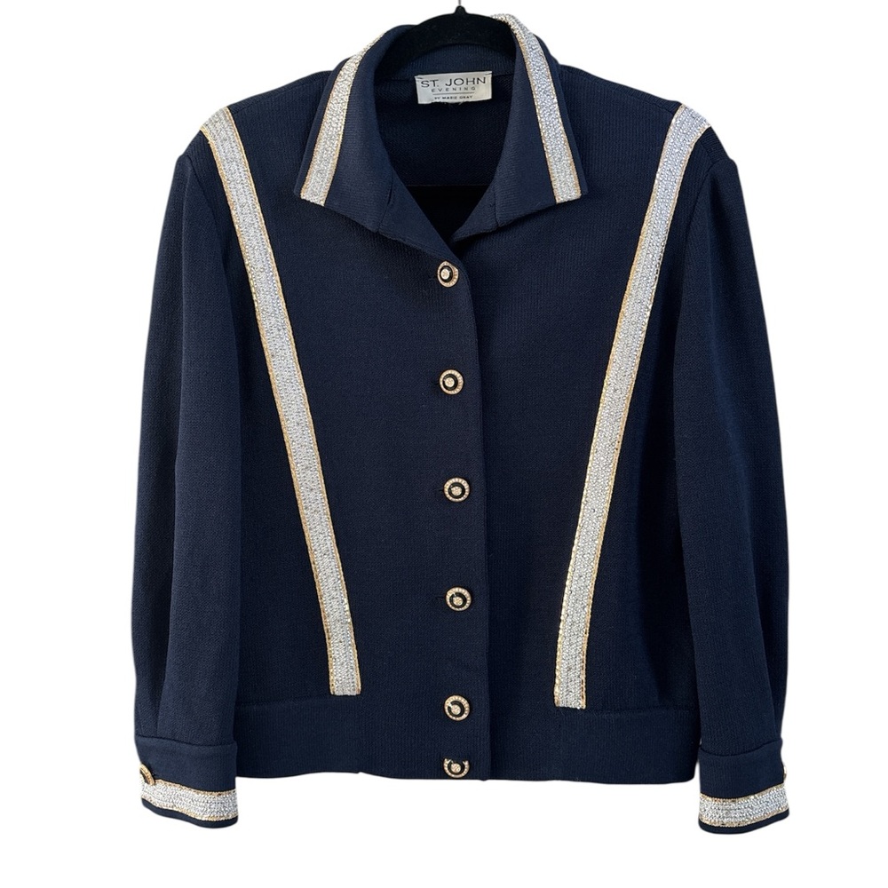 VTG St. John Women's Navy Jacket with Gold Accents